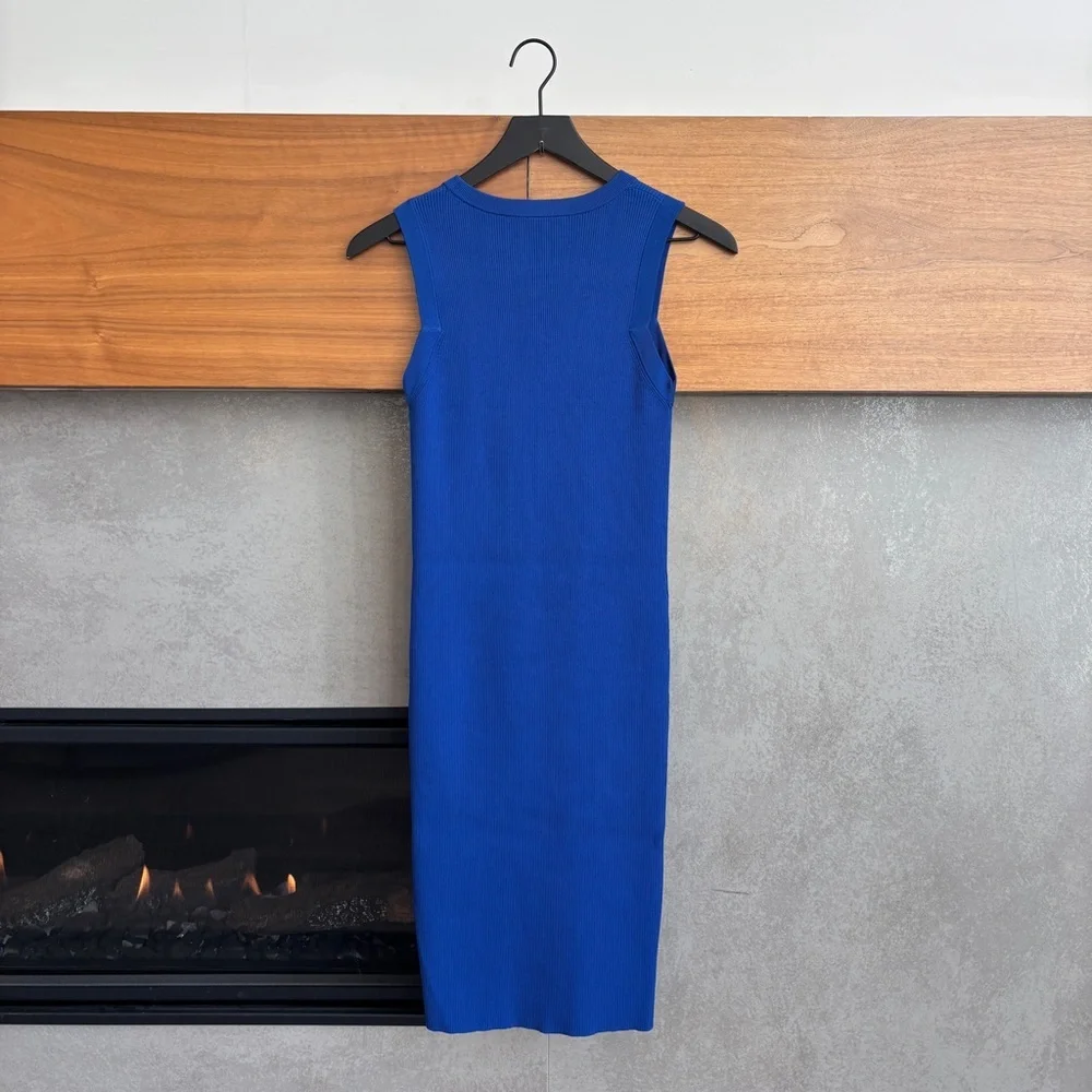 NWOT Helmut Lang Royal Blue Knit Ribbed Mini Dress, Size S - Picture 10 of 13